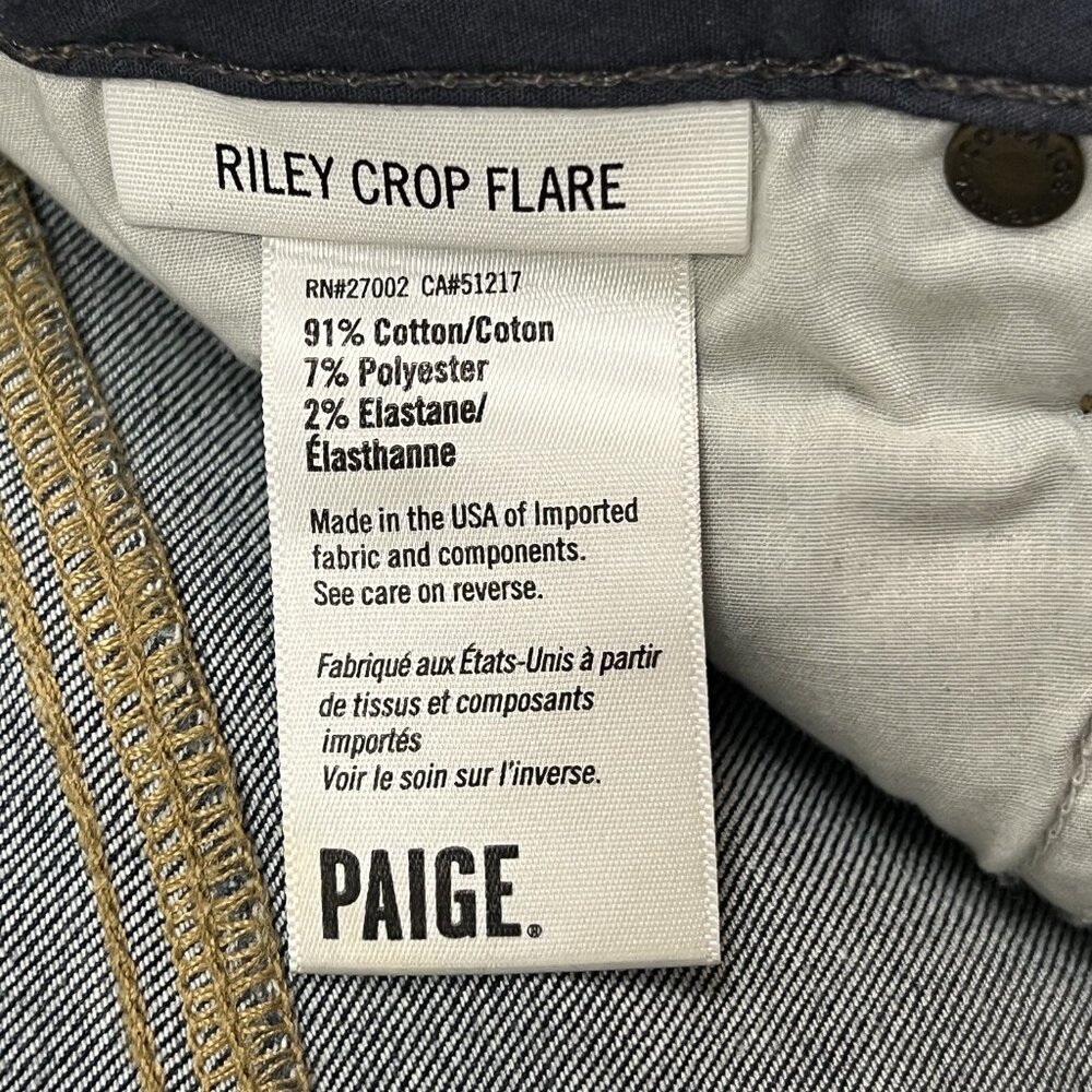 Paige Riley Crop Flare Size 27 Dark Blue Jeans - Picture 4 of 6